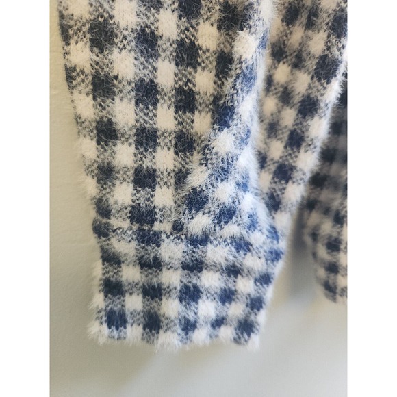 Max‎ studio Women’s Small White Blue Button-down Jacket Very Soft Plush - Picture 3 of 7